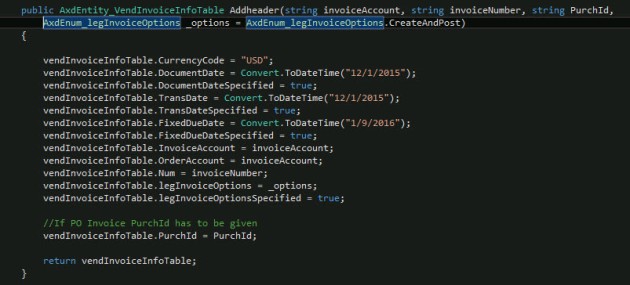 Consuming Pending Vendor invoice service from C#
